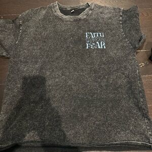 Black Graphic T-Shirt with Blue Text